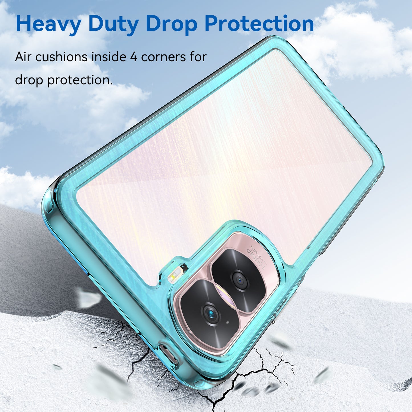 Uniqkart for Honor 90 Lite 5G / X50i TPU+Acrylic Mobile Phone Back Cover Clear Protective Shockproof Case - Transparent Blue