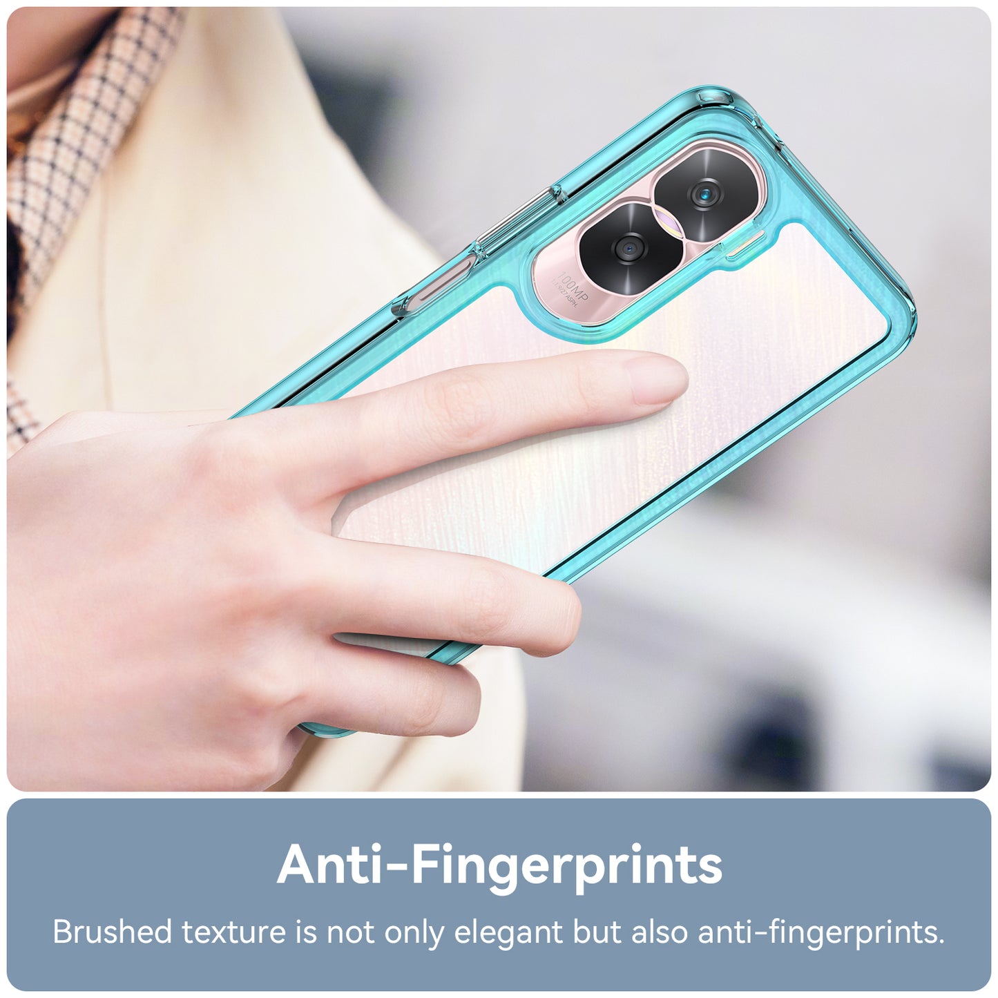 Uniqkart for Honor 90 Lite 5G / X50i TPU+Acrylic Mobile Phone Back Cover Clear Protective Shockproof Case - Transparent Blue