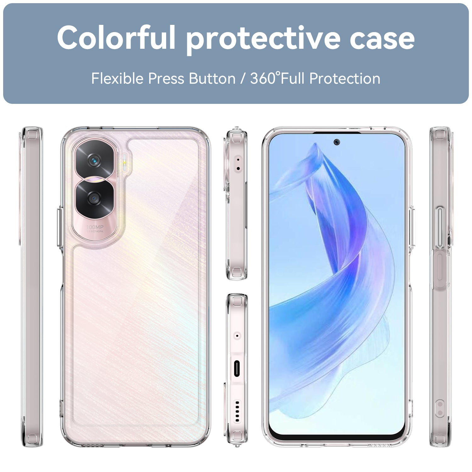 Uniqkart for Honor 90 Lite 5G / X50i TPU+Acrylic Mobile Phone Back Cover Clear Protective Shockproof Case - Transparent
