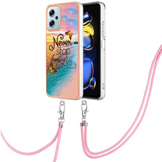 YB IMD Series-4 TPU Case for Xiaomi Redmi Note 11T Pro 5G / Note 11T Pro+ 5G / K50i 5G / Note 12T Pro 5G / Poco X4 GT 5G , Marble Flower Pattern Phone Cover - Never Stop Dreaming