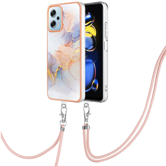 YB IMD Series-4 TPU Case for Xiaomi Redmi Note 11T Pro 5G / Note 11T Pro+ 5G / K50i 5G / Note 12T Pro 5G / Poco X4 GT 5G , Marble Flower Pattern Phone Cover - Milky Way Marble White