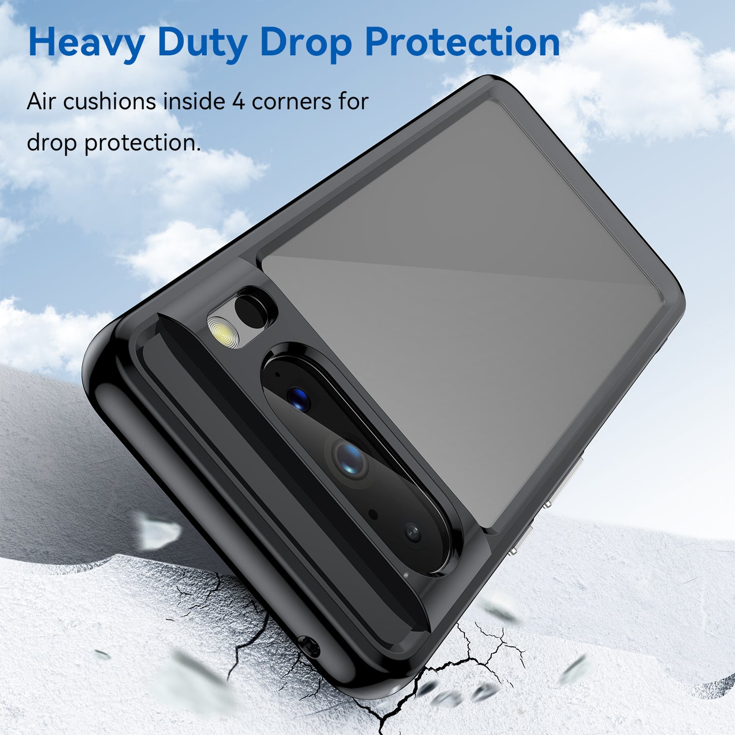 Uniqkart for Google Pixel 8 Pro TPU+Acrylic Phone Case Drop-proof Phone Cover - Black