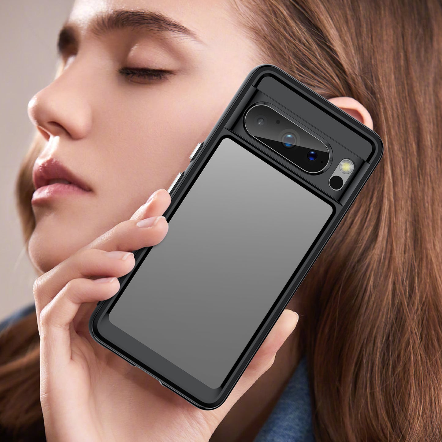 Uniqkart for Google Pixel 8 Pro TPU+Acrylic Phone Case Drop-proof Phone Cover - Black