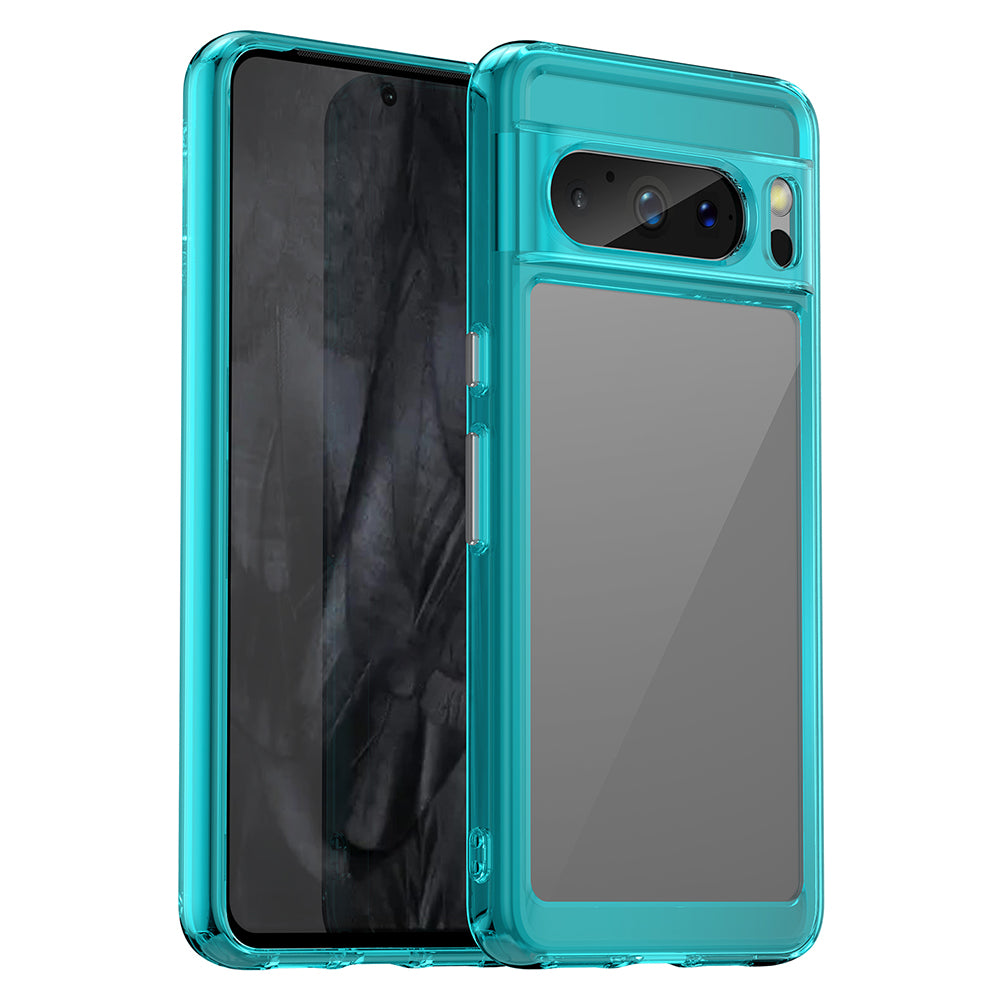 Uniqkart for Google Pixel 8 Pro TPU+Acrylic Phone Case Drop-proof Phone Cover - Transparent Blue