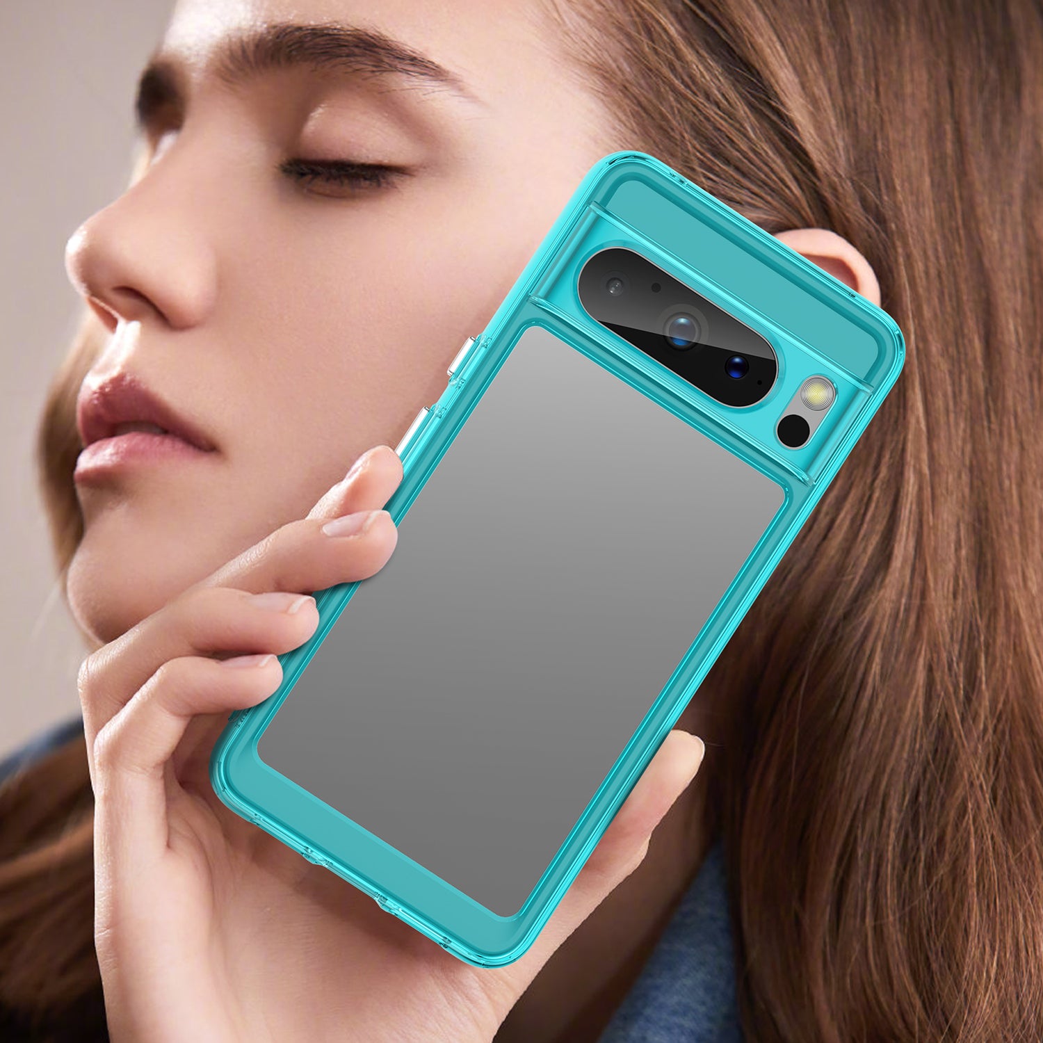 Uniqkart for Google Pixel 8 Pro TPU+Acrylic Phone Case Drop-proof Phone Cover - Transparent Blue