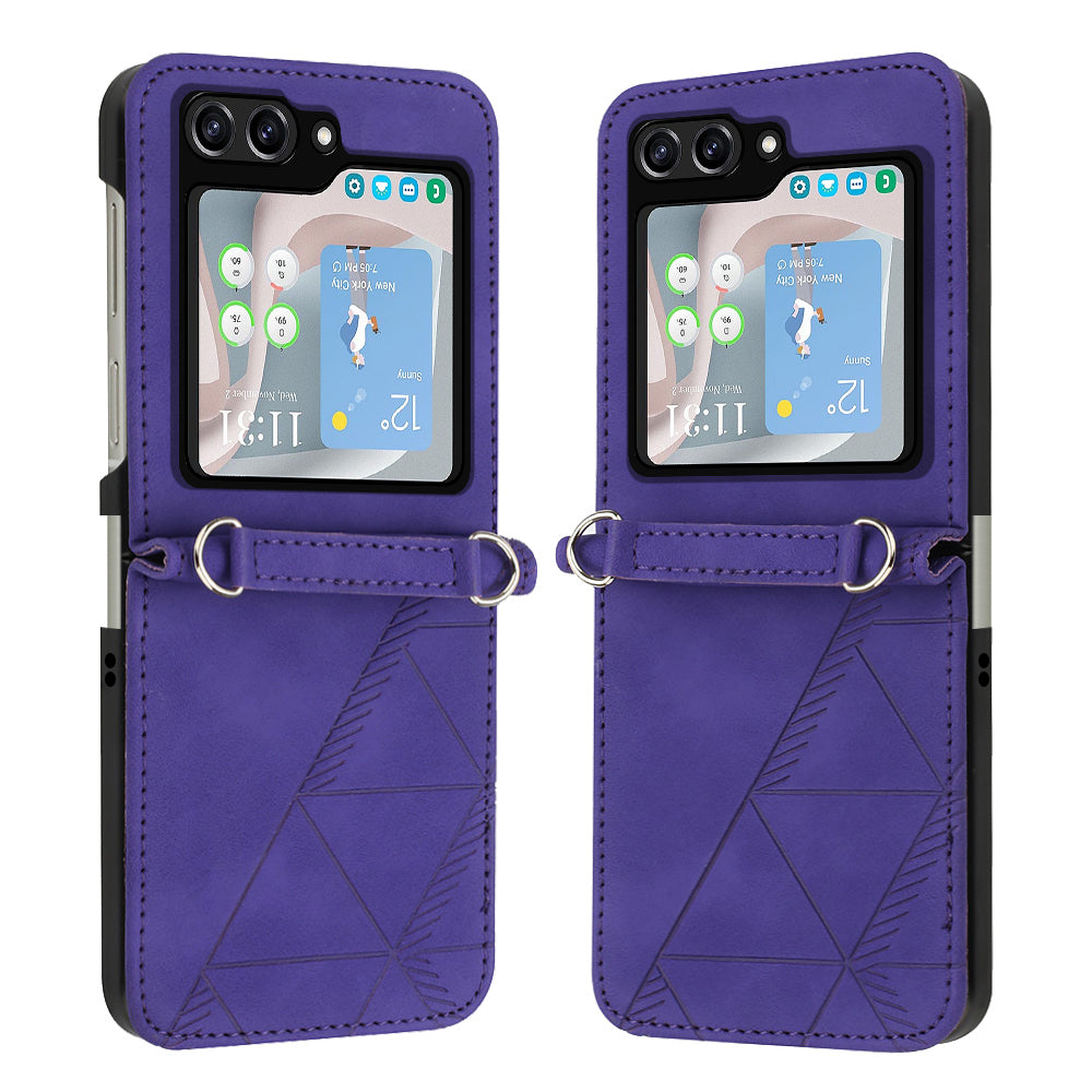 YB Imprinting Series-1 for Samsung Galaxy Z Flip5 5G PU Leather Phone Case Imprinted Phone Protective Cover - Purple