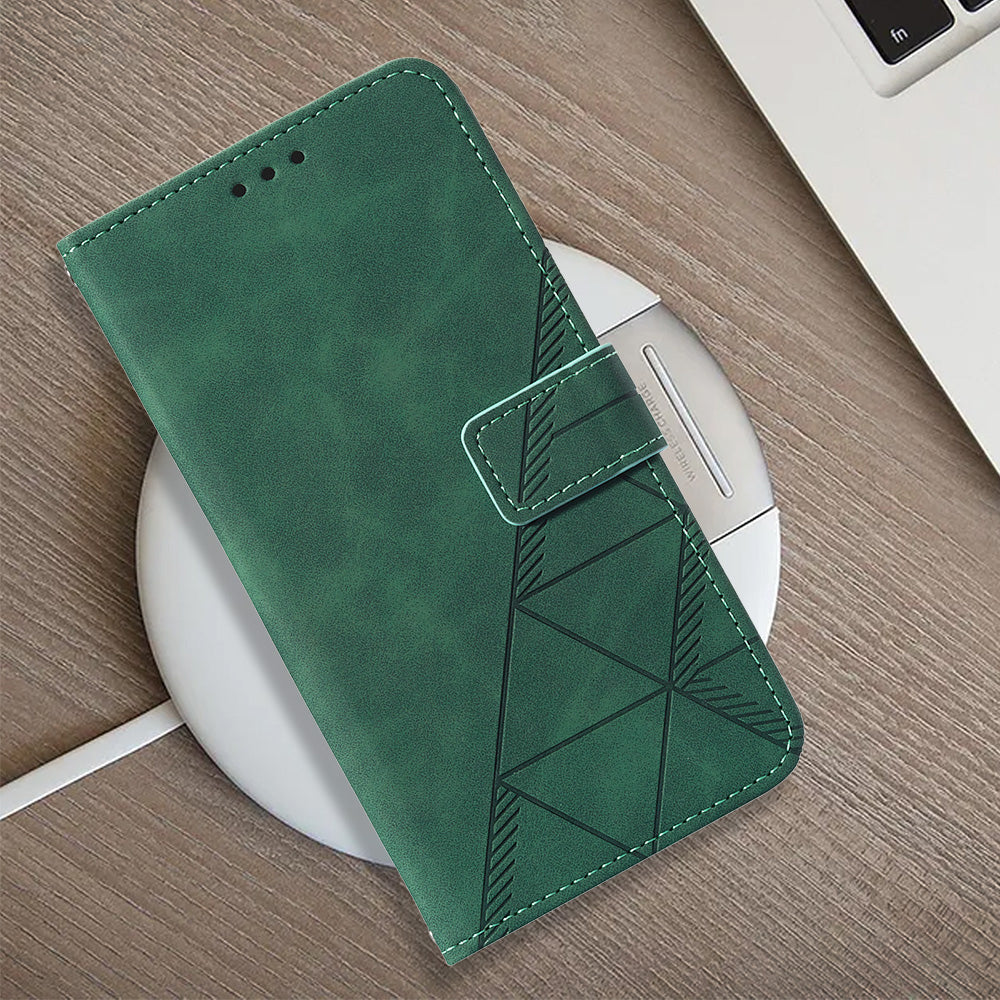 YB Imprinting Series-1 for Samsung Galaxy Z Fold5 5G Leather Phone Cover Wallet Stand Imprinted Case - Blackish Green