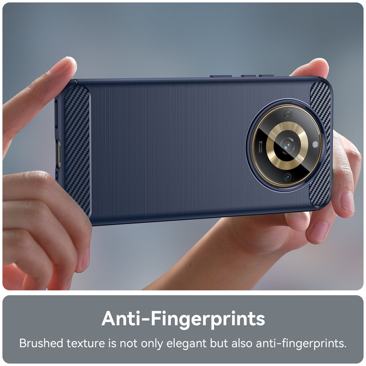 Phone Protector Case for Realme 11 5G , Carbon Fiber Texture Soft TPU Brushed Phone Cover - Blue