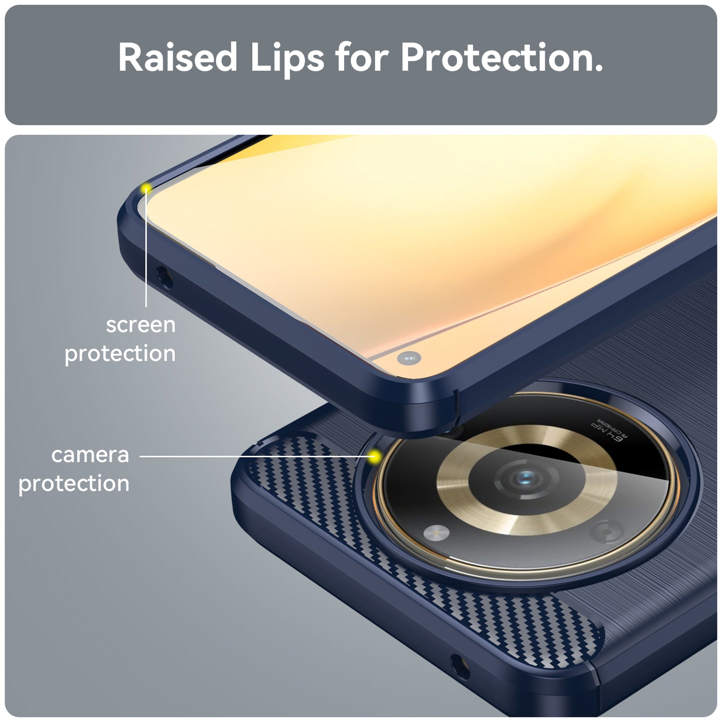Phone Protector Case for Realme 11 5G , Carbon Fiber Texture Soft TPU Brushed Phone Cover - Blue