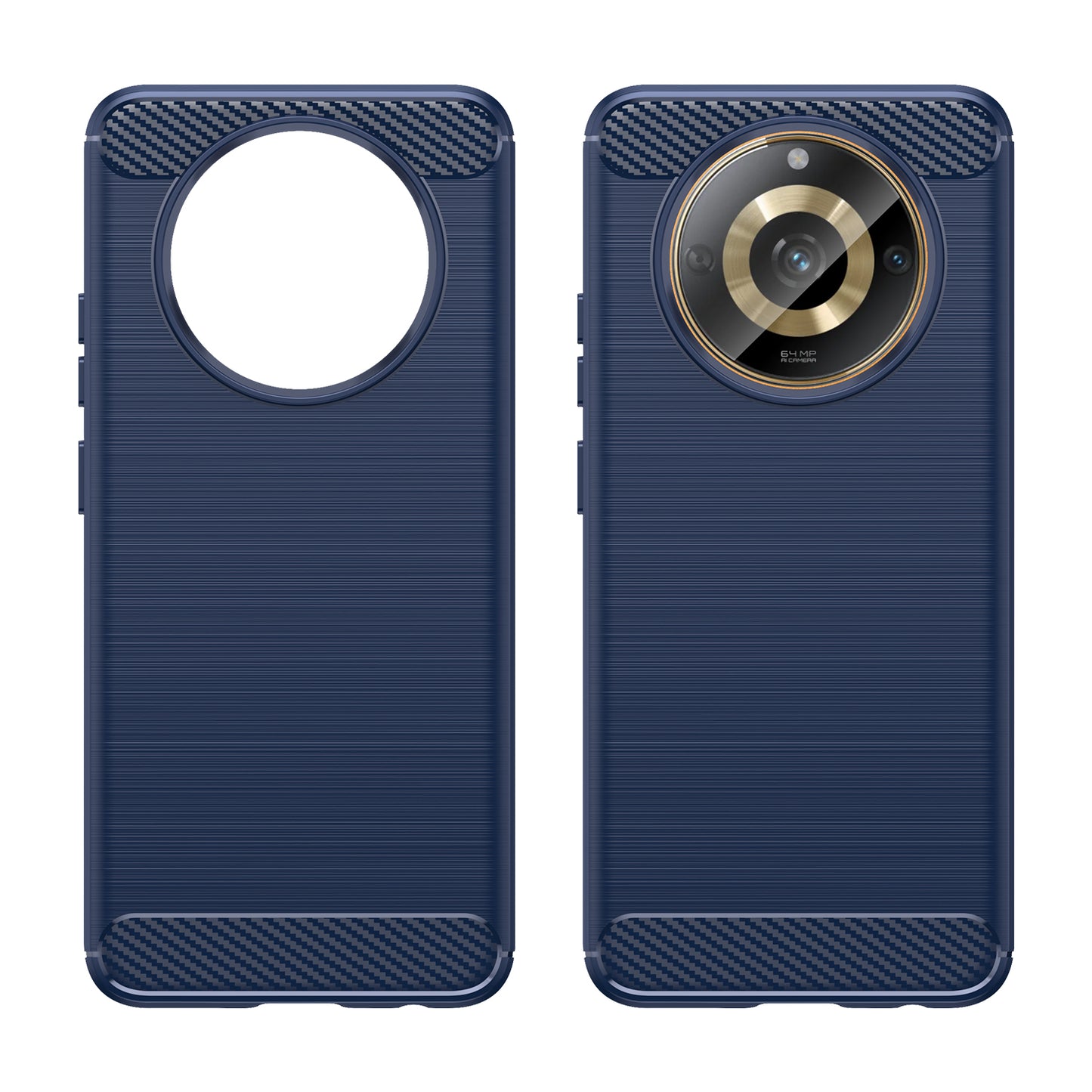 Phone Protector Case for Realme 11 5G , Carbon Fiber Texture Soft TPU Brushed Phone Cover - Blue