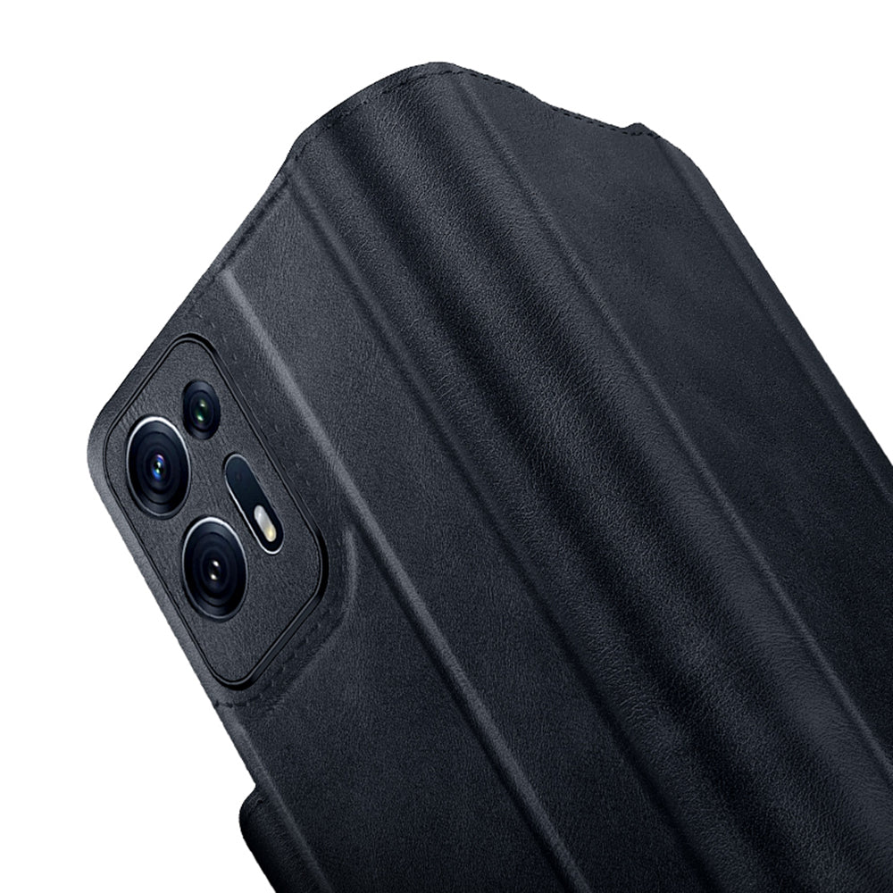 Uniqkart For Oppo Find N Protective Case PU Leather+PC Cover Anti-Drop Stand Phone Case - Sapphire