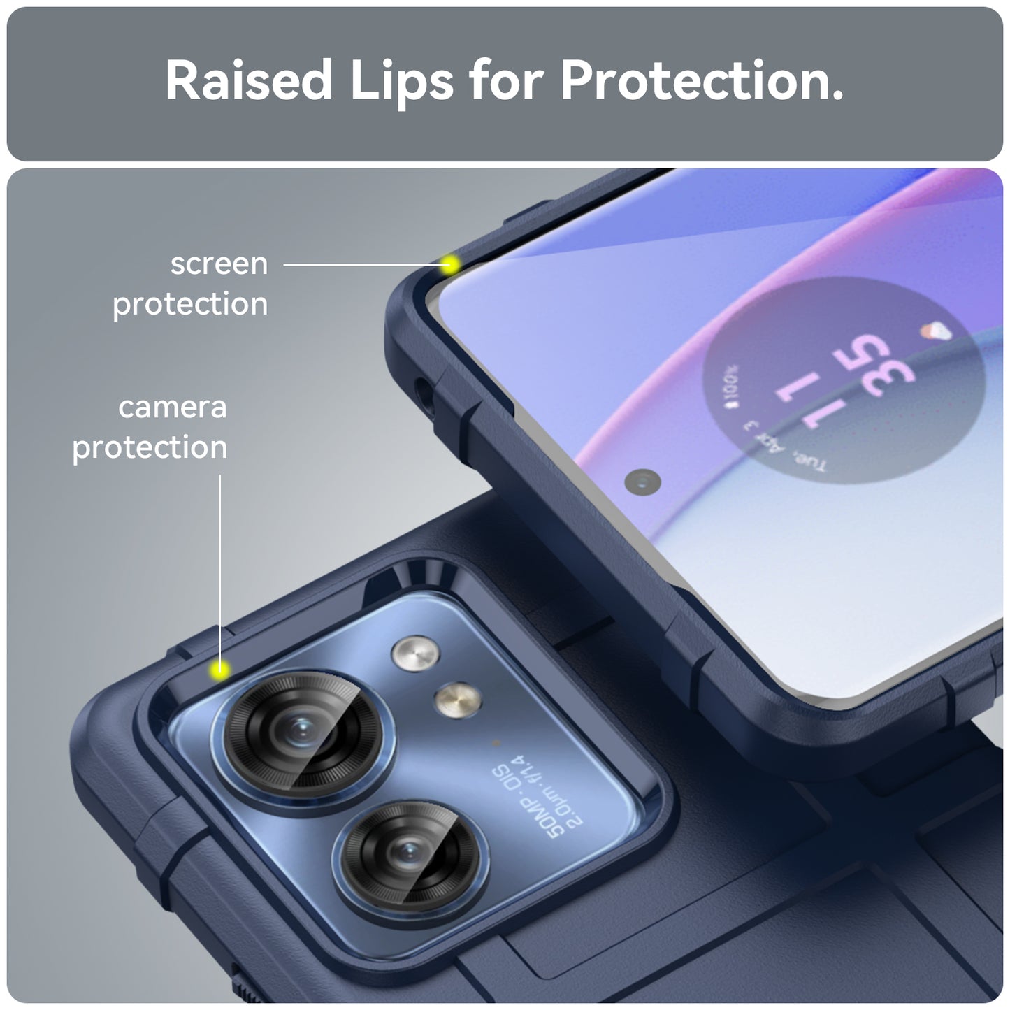 Uniqkart for Motorola Edge 40 5G Square Grid Texture Shockproof TPU Phone Case Back Cover - Blue