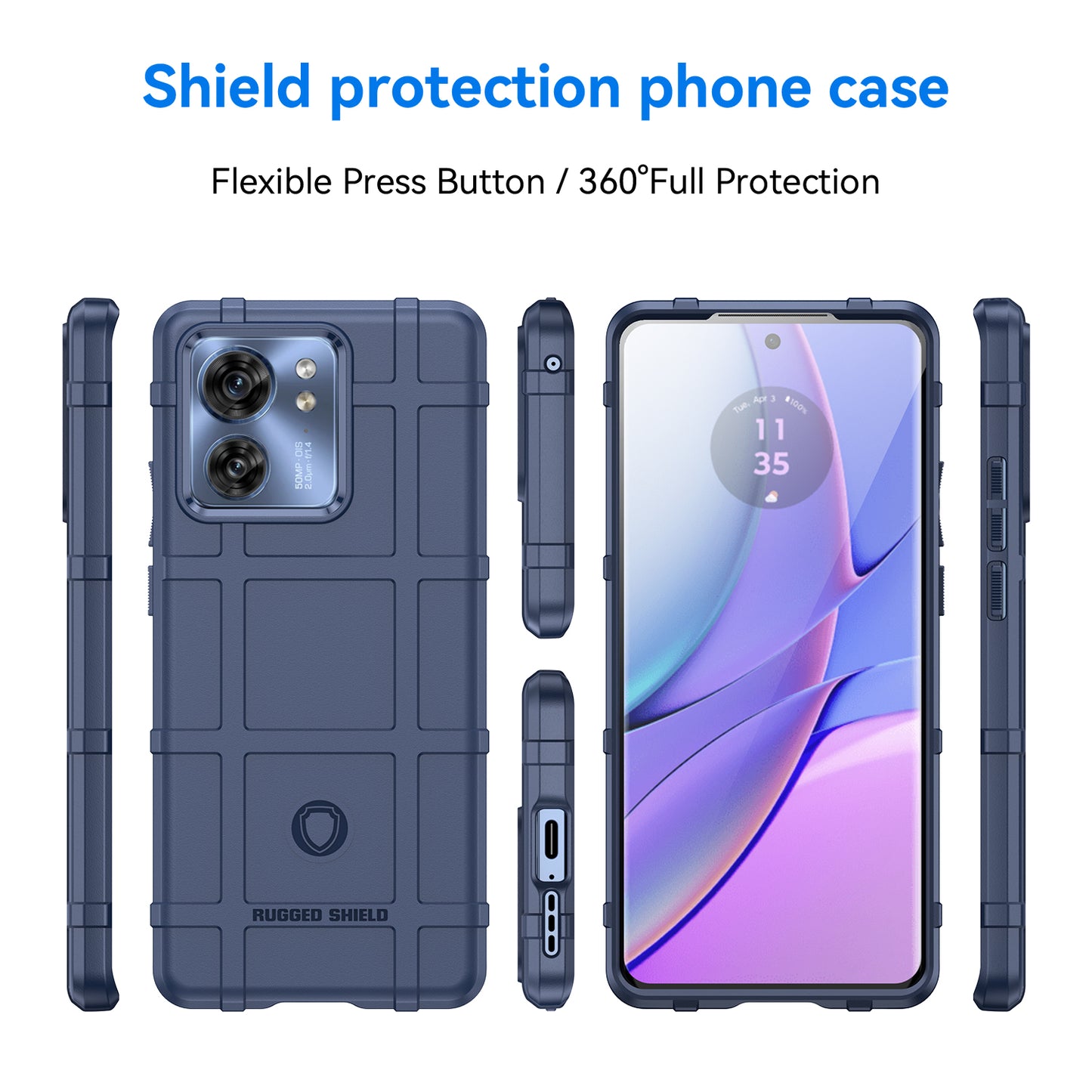 Uniqkart for Motorola Edge 40 5G Square Grid Texture Shockproof TPU Phone Case Back Cover - Blue