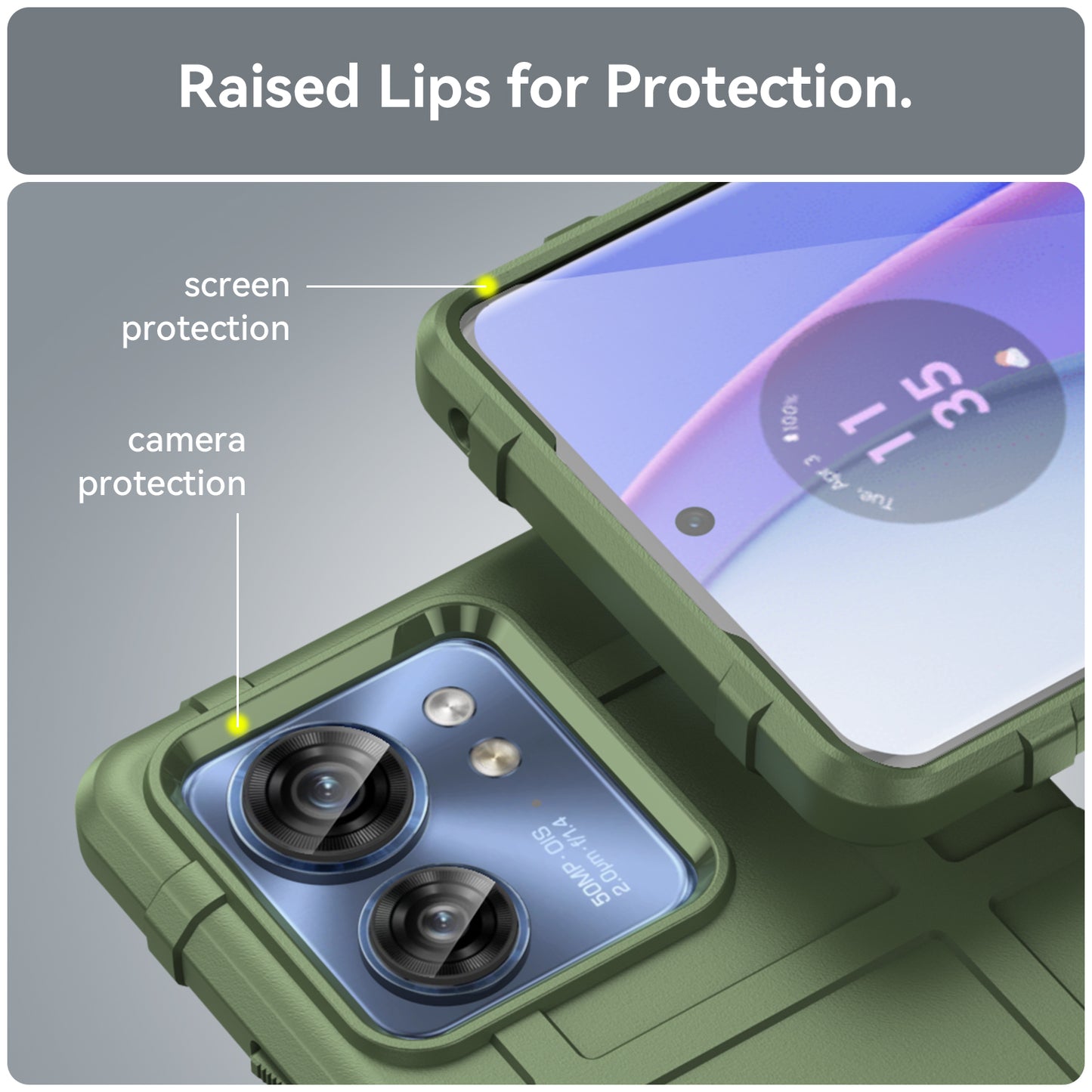 Uniqkart for Motorola Edge 40 5G Square Grid Texture Shockproof TPU Phone Case Back Cover - Green
