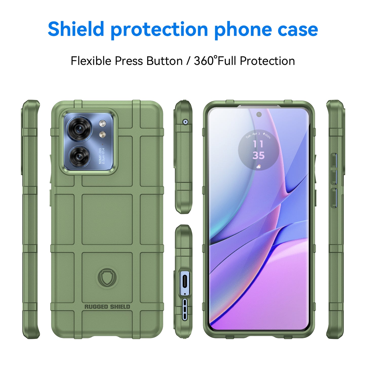 Uniqkart for Motorola Edge 40 5G Square Grid Texture Shockproof TPU Phone Case Back Cover - Green