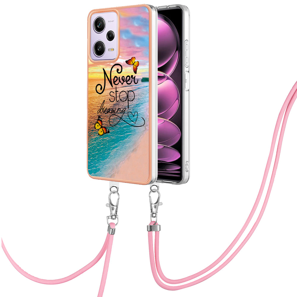 YB IMD Series-4 TPU Plating Cover for Xiaomi Redmi Note 12 Pro 5G / Note 12 Pro Speed 5G / Poco X5 Pro 5G , Marble Flower Pattern Phone Case - Never Stop Dreaming