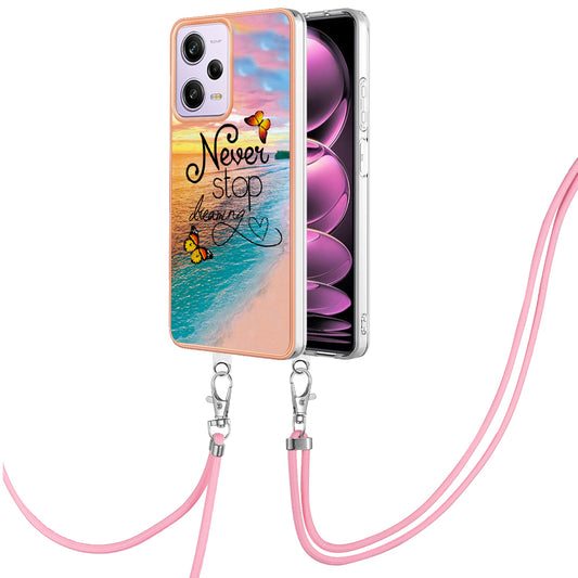 YB IMD Series-4 TPU Plating Cover for Xiaomi Redmi Note 12 Pro 5G / Note 12 Pro Speed 5G / Poco X5 Pro 5G , Marble Flower Pattern Phone Case - Never Stop Dreaming