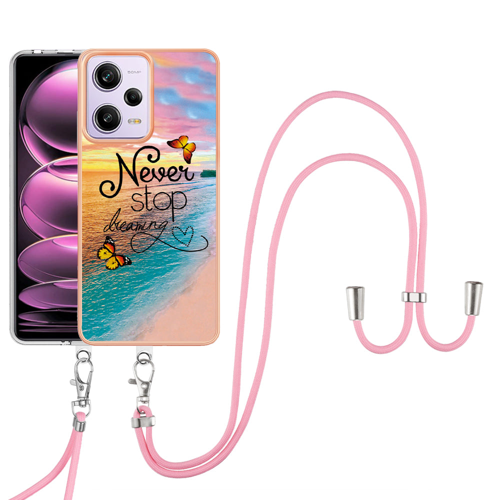 YB IMD Series-4 TPU Plating Cover for Xiaomi Redmi Note 12 Pro 5G / Note 12 Pro Speed 5G / Poco X5 Pro 5G , Marble Flower Pattern Phone Case - Never Stop Dreaming
