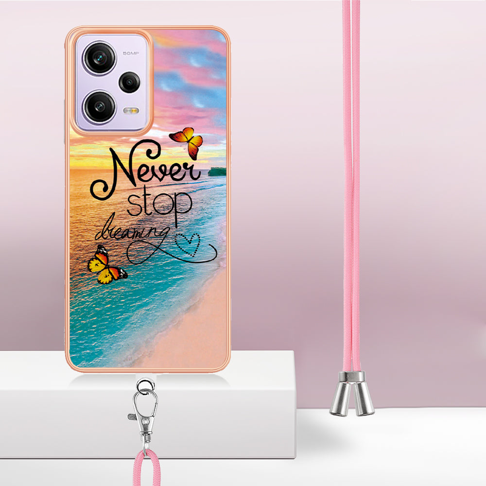 YB IMD Series-4 TPU Plating Cover for Xiaomi Redmi Note 12 Pro 5G / Note 12 Pro Speed 5G / Poco X5 Pro 5G , Marble Flower Pattern Phone Case - Never Stop Dreaming