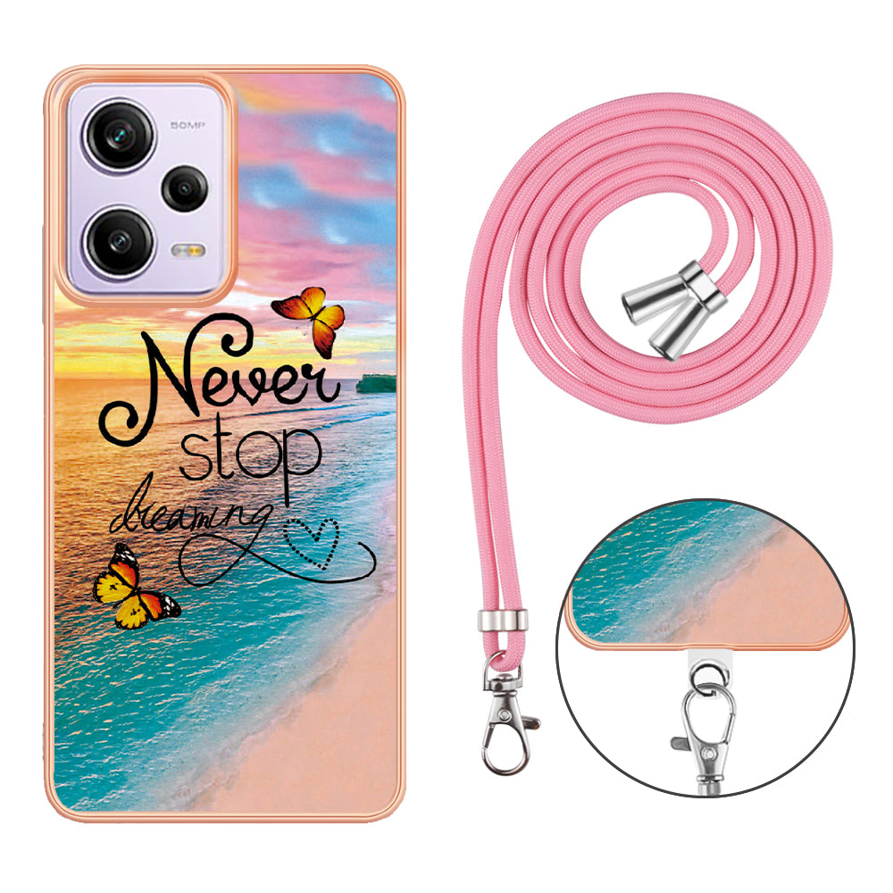 YB IMD Series-4 TPU Plating Cover for Xiaomi Redmi Note 12 Pro 5G / Note 12 Pro Speed 5G / Poco X5 Pro 5G , Marble Flower Pattern Phone Case - Never Stop Dreaming
