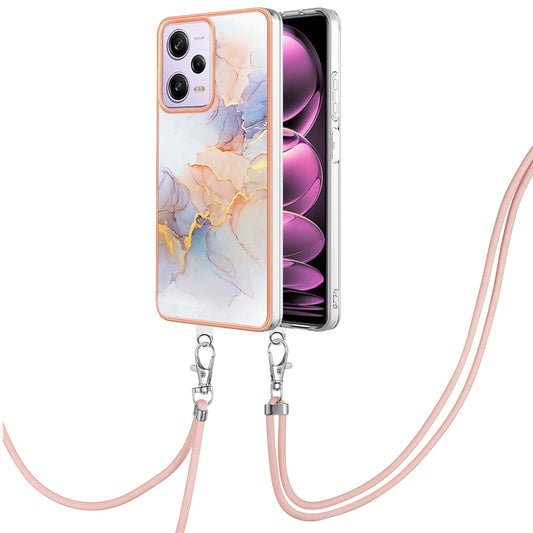 YB IMD Series-4 TPU Plating Cover for Xiaomi Redmi Note 12 Pro 5G / Note 12 Pro Speed 5G / Poco X5 Pro 5G , Marble Flower Pattern Phone Case - Milky Way Marble White