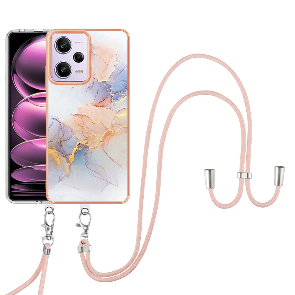 YB IMD Series-4 TPU Plating Cover for Xiaomi Redmi Note 12 Pro 5G / Note 12 Pro Speed 5G / Poco X5 Pro 5G , Marble Flower Pattern Phone Case - Milky Way Marble White