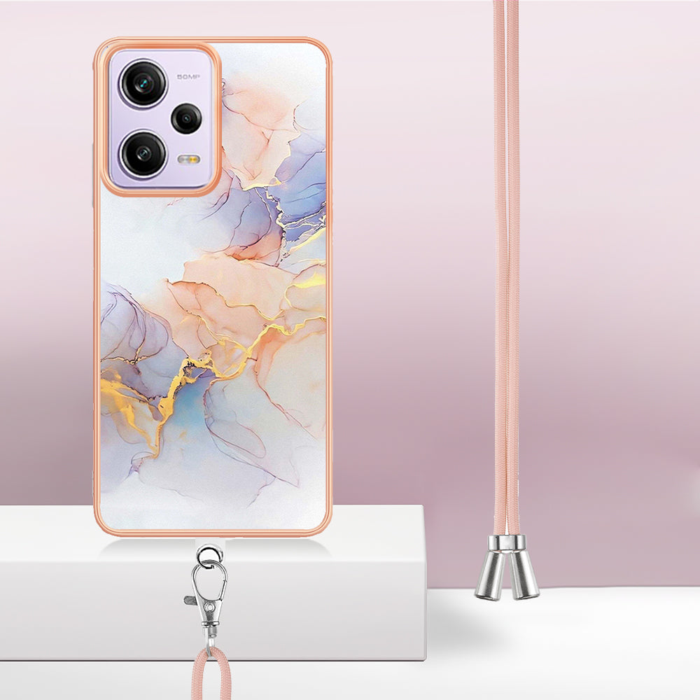 YB IMD Series-4 TPU Plating Cover for Xiaomi Redmi Note 12 Pro 5G / Note 12 Pro Speed 5G / Poco X5 Pro 5G , Marble Flower Pattern Phone Case - Milky Way Marble White