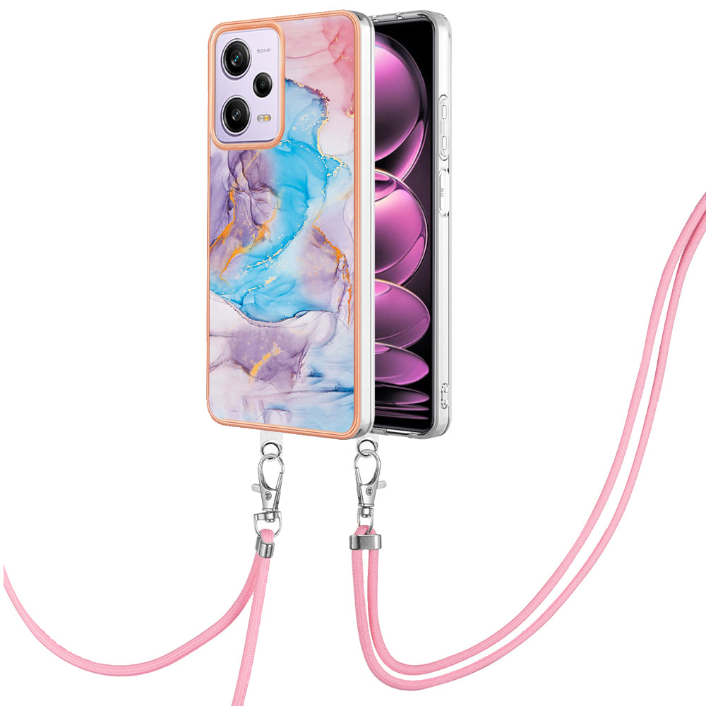 YB IMD Series-4 TPU Plating Cover for Xiaomi Redmi Note 12 Pro 5G / Note 12 Pro Speed 5G / Poco X5 Pro 5G , Marble Flower Pattern Phone Case - Milky Way Marble Blue