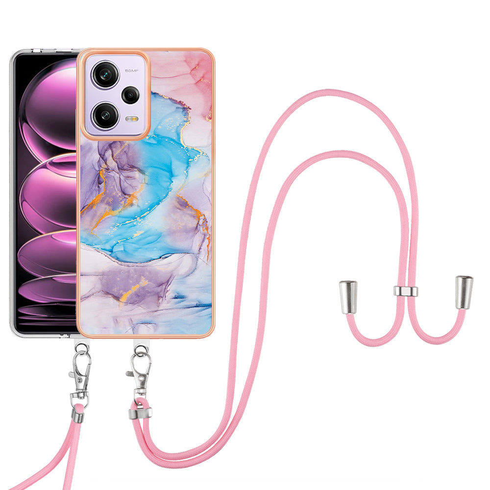 YB IMD Series-4 TPU Plating Cover for Xiaomi Redmi Note 12 Pro 5G / Note 12 Pro Speed 5G / Poco X5 Pro 5G , Marble Flower Pattern Phone Case - Milky Way Marble Blue