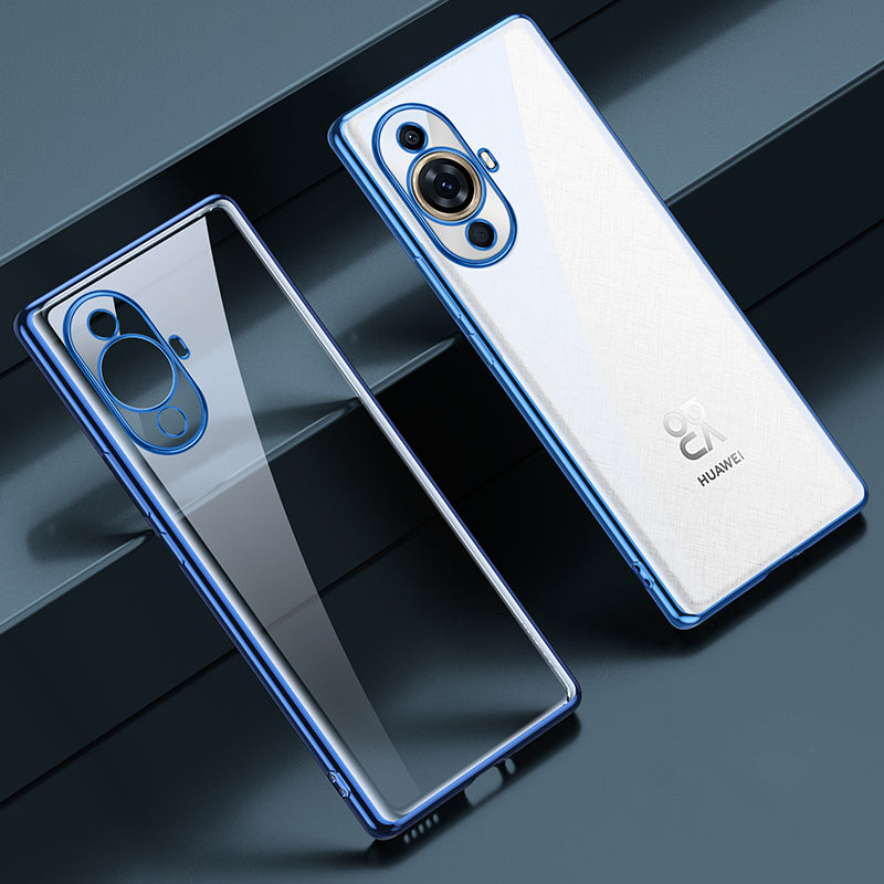 SULADA Electroplating Phone Case for Huawei nova 11 Straight Edge Clear Anti-Scratch TPU Cover - Blue