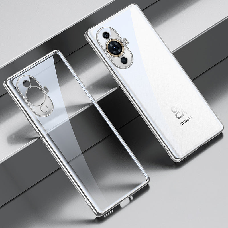 SULADA Electroplating Phone Case for Huawei nova 11 Straight Edge Clear Anti-Scratch TPU Cover - Silver
