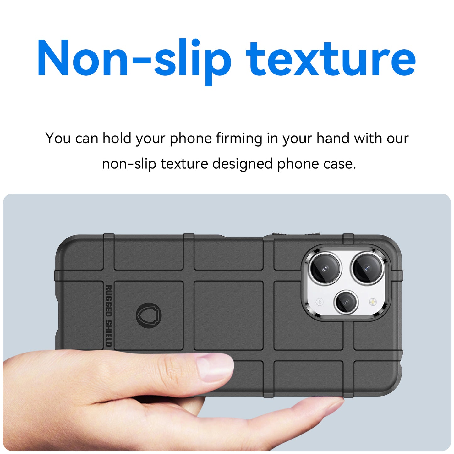 Uniqkart for Xiaomi Redmi 12 4G Non-slip Back Cover Square Grid Texture TPU Phone Case - Black