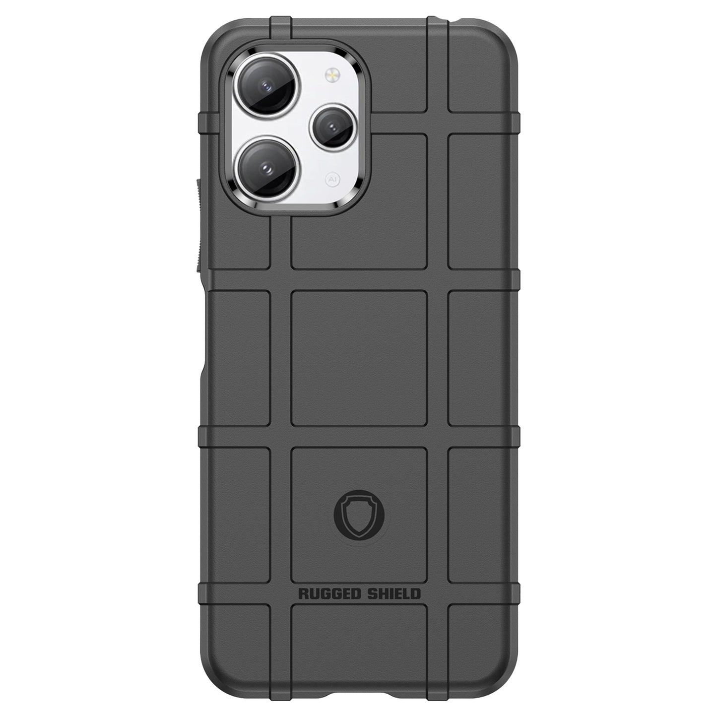Uniqkart for Xiaomi Redmi 12 4G Non-slip Back Cover Square Grid Texture TPU Phone Case - Black