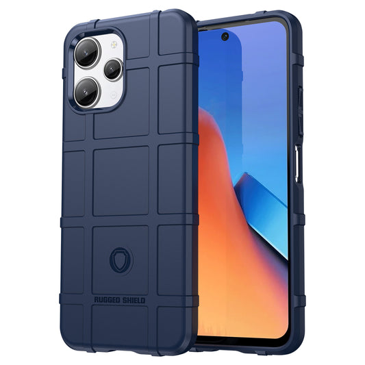 Uniqkart for Xiaomi Redmi 12 4G Non-slip Back Cover Square Grid Texture TPU Phone Case - Blue