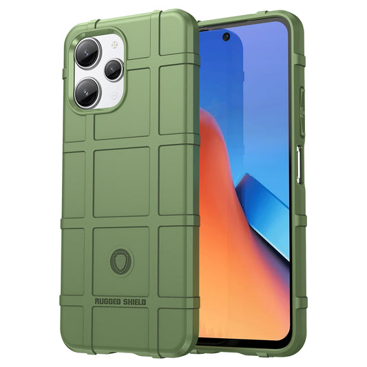 Uniqkart for Xiaomi Redmi 12 4G Non-slip Back Cover Square Grid Texture TPU Phone Case - Green