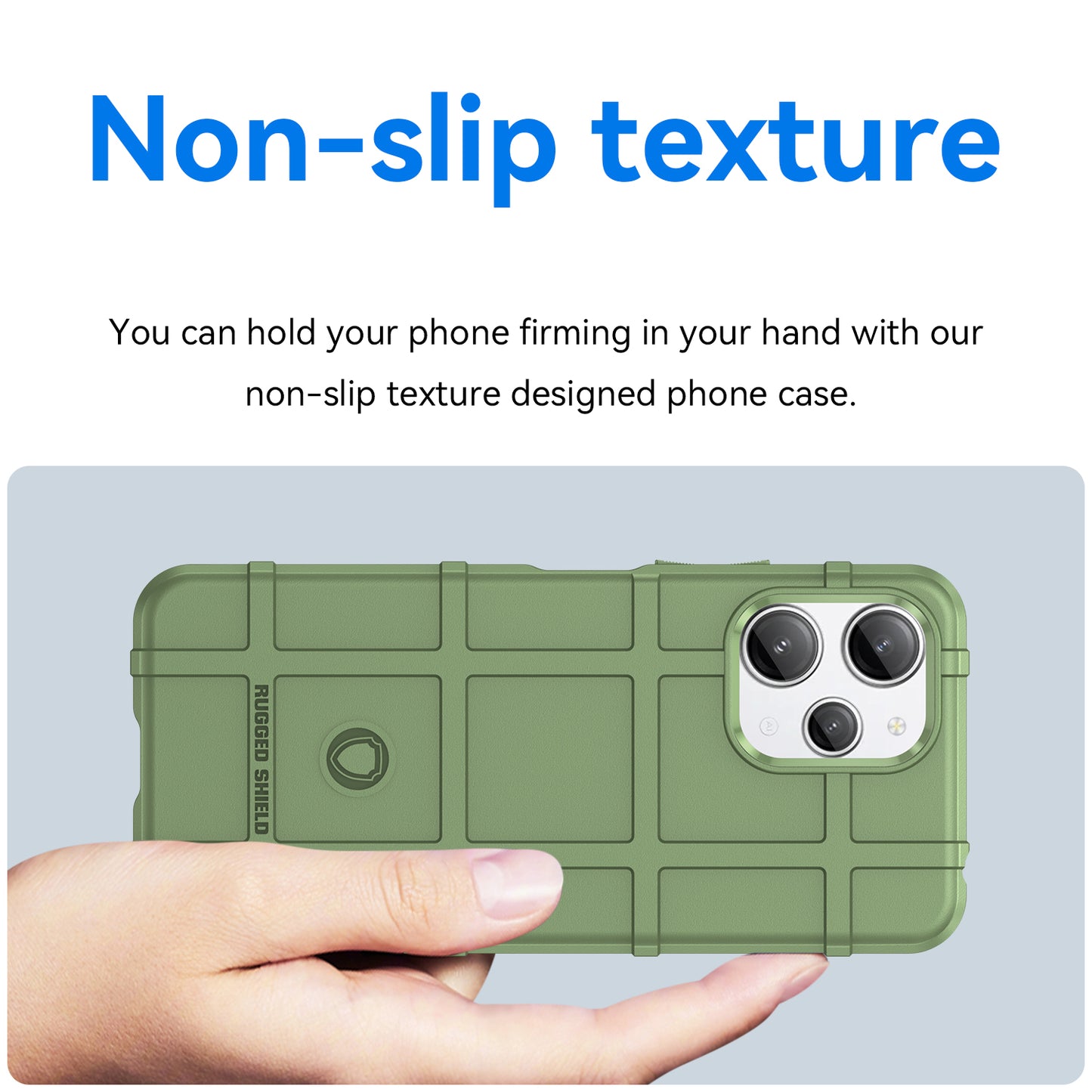 Uniqkart for Xiaomi Redmi 12 4G Non-slip Back Cover Square Grid Texture TPU Phone Case - Green