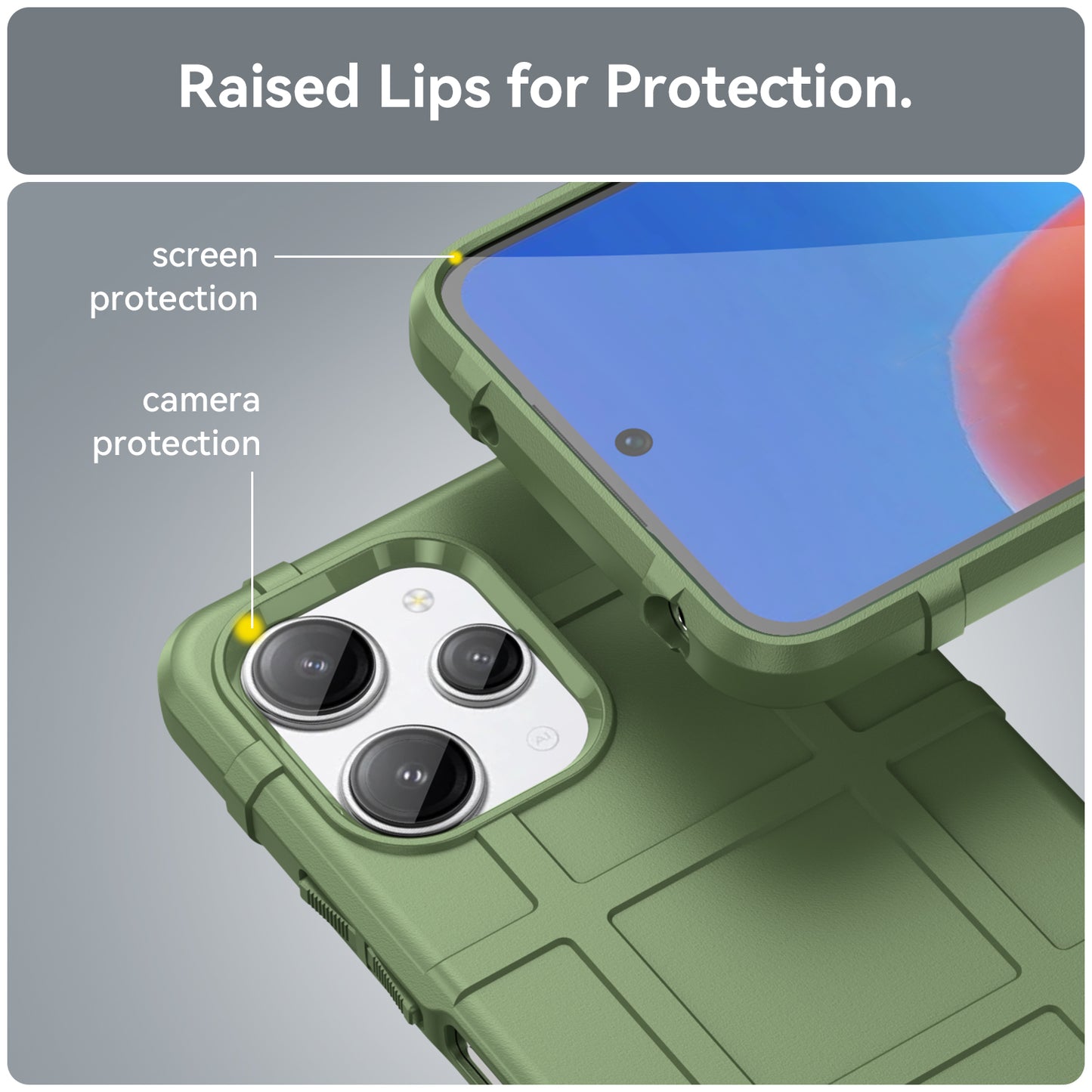 Uniqkart for Xiaomi Redmi 12 4G Non-slip Back Cover Square Grid Texture TPU Phone Case - Green