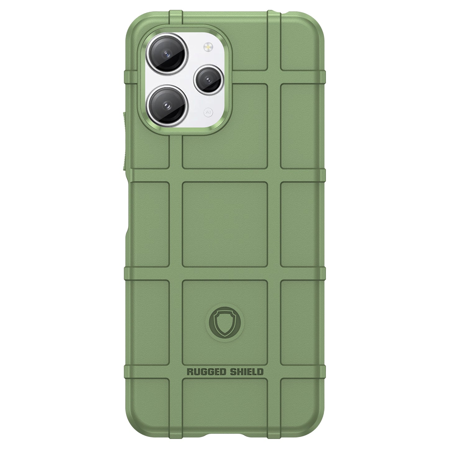 Uniqkart for Xiaomi Redmi 12 4G Non-slip Back Cover Square Grid Texture TPU Phone Case - Green