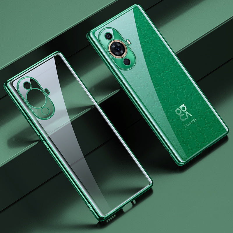 Uniqkart For Huawei nova 11 Pro / nova 11 Ultra Electroplating Straight Edge Clear Phone Case TPU Anti-scratch Cover - Green