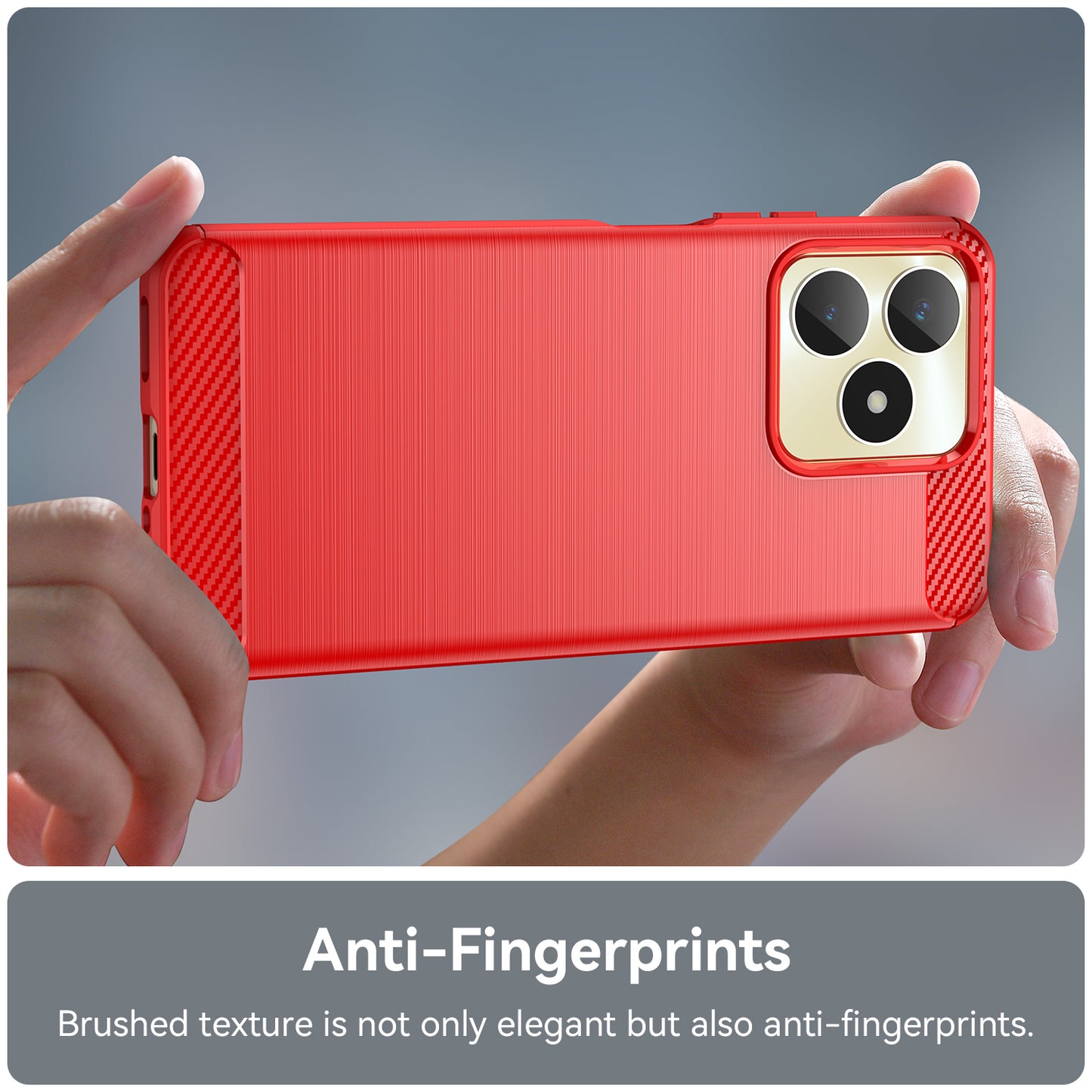 Protector Case for Realme C53 4G / Narzo N53 4G , Carbon Fiber Texture Soft TPU Brushed Phone Cover - Red