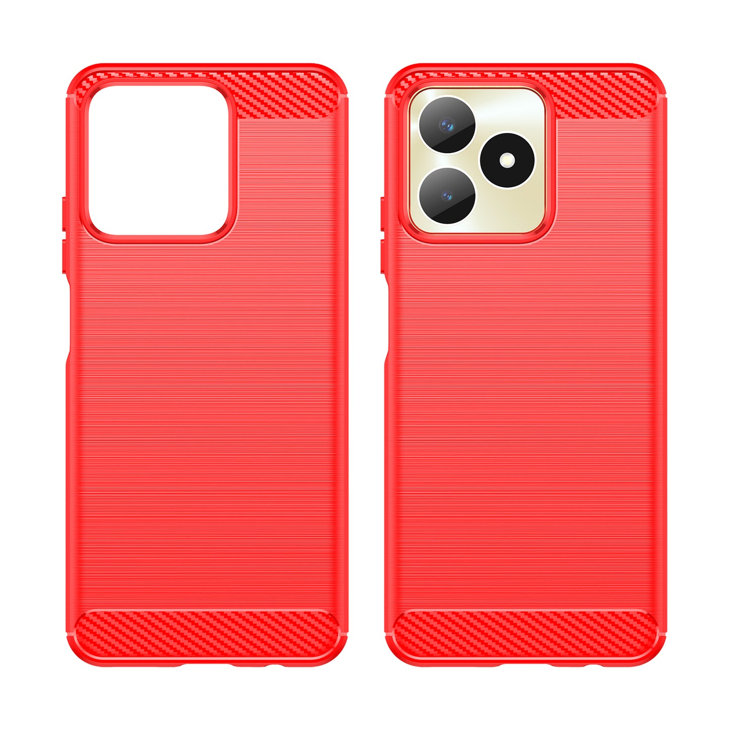 Protector Case for Realme C53 4G / Narzo N53 4G , Carbon Fiber Texture Soft TPU Brushed Phone Cover - Red