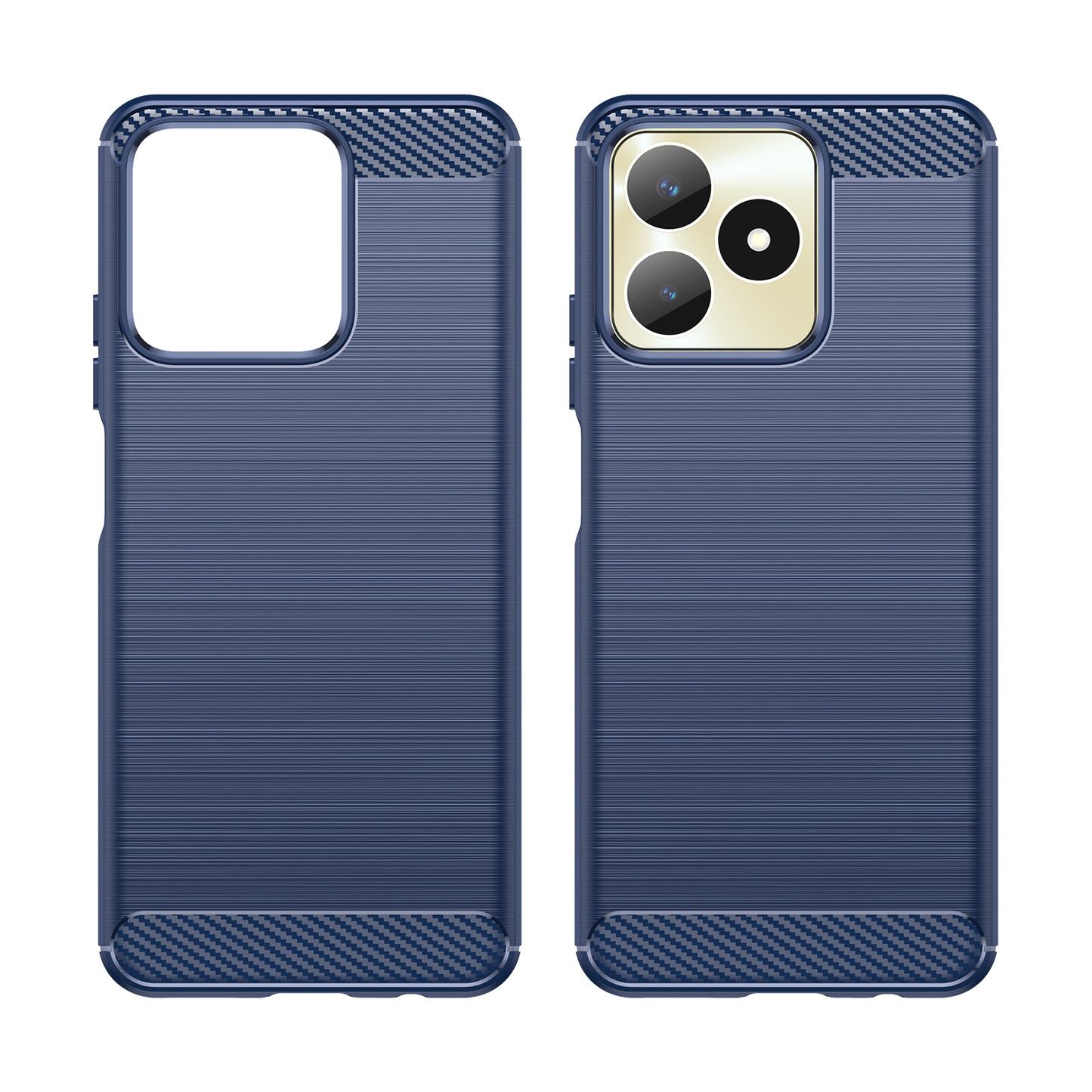 Protector Case for Realme C53 4G / Narzo N53 4G , Carbon Fiber Texture Soft TPU Brushed Phone Cover - Blue