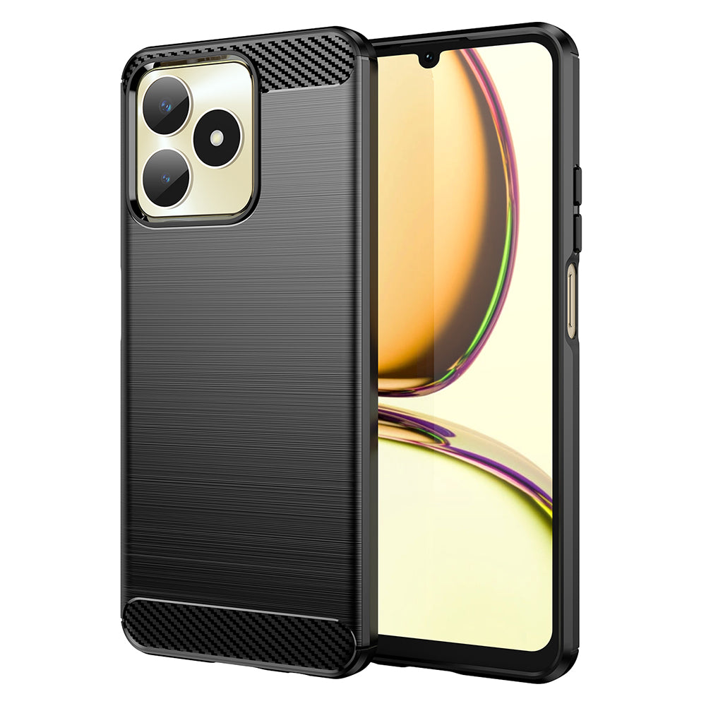 Uniqkart for Realme C53 4G / Narzo N53 4G TPU Phone Case Carbon Fiber Texture Brushed Cover - Black