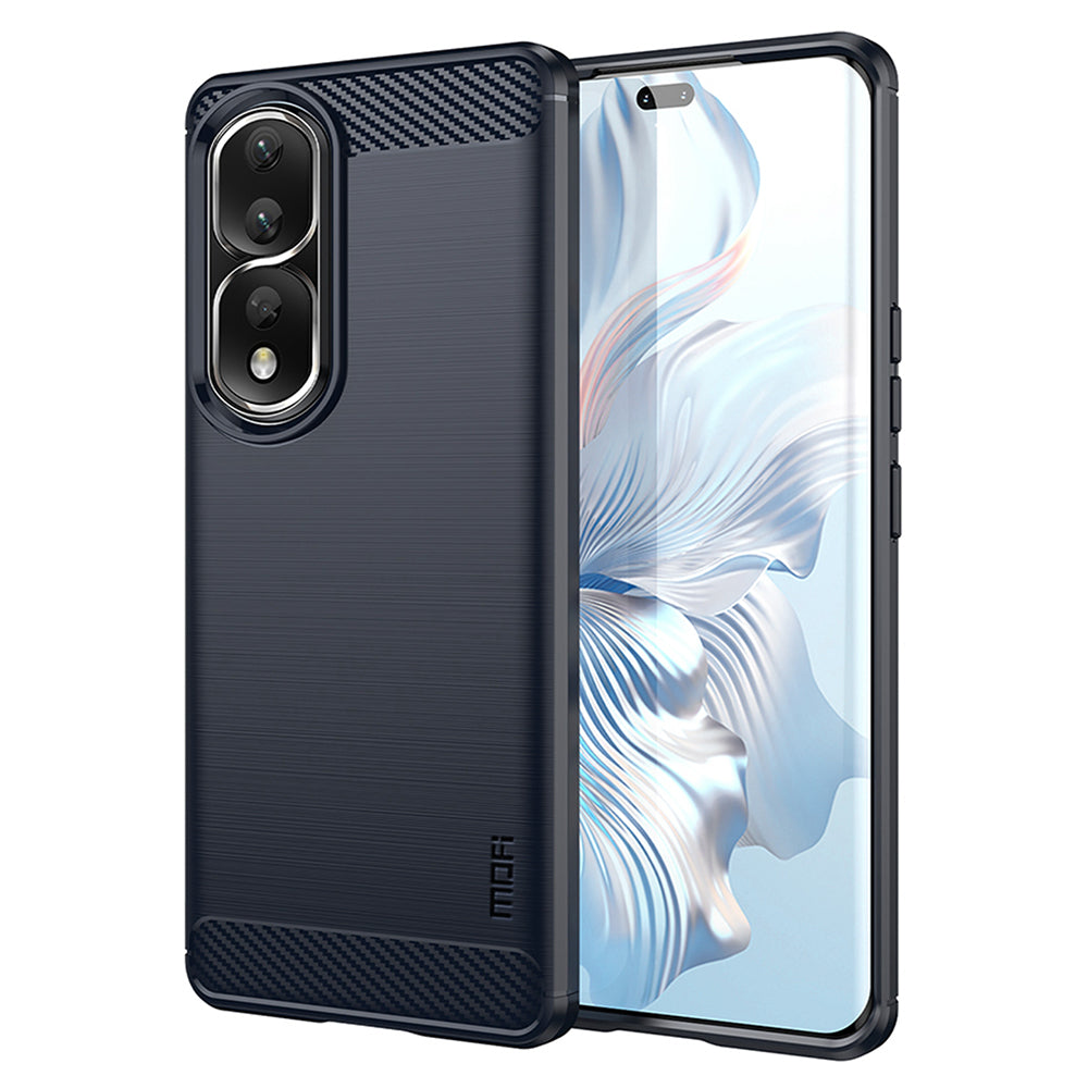 Uniqkart TPU Series-1 for Honor 90 Pro TPU Phone Case Carbon Fiber Brushed Phone Cover - Blue