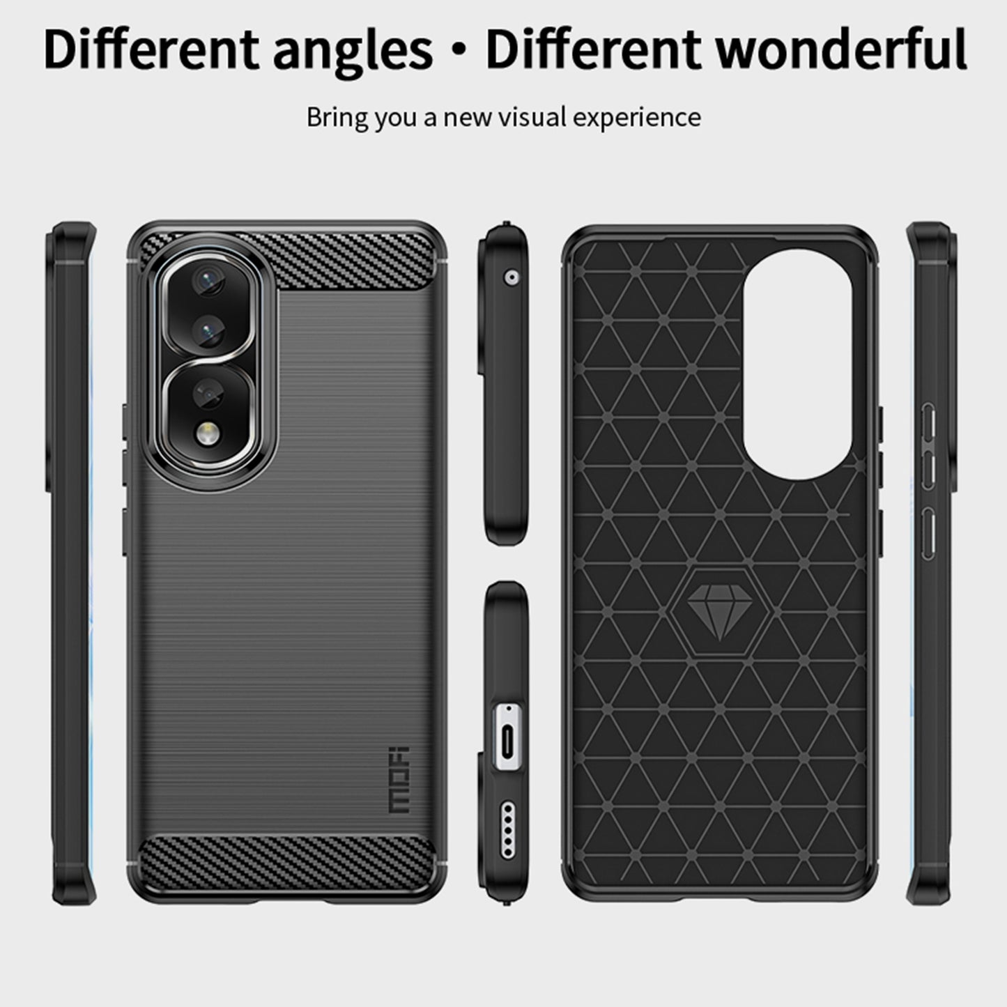 Uniqkart TPU Series-1 for Honor 90 Pro TPU Phone Case Carbon Fiber Brushed Phone Cover - Blue
