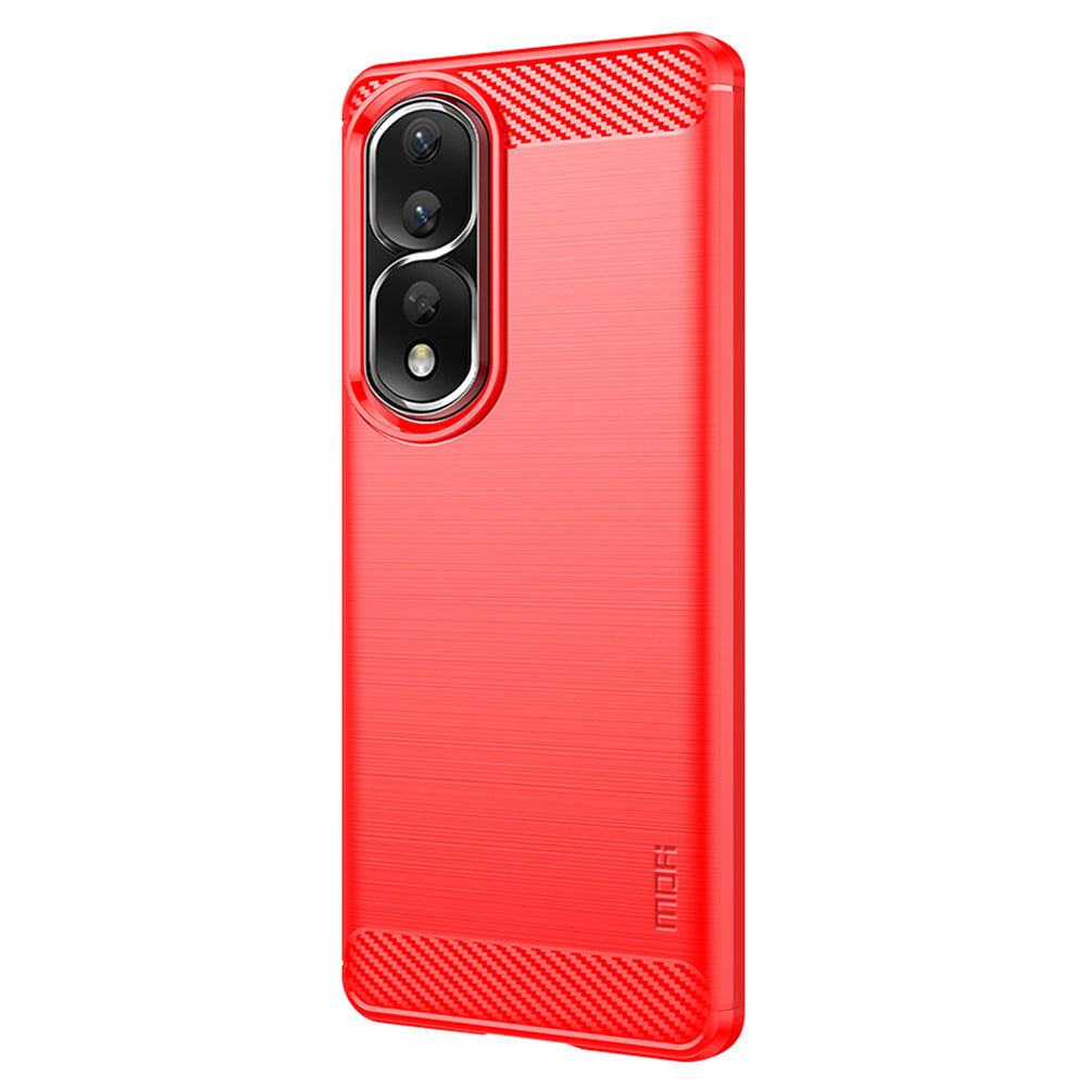 Uniqkart TPU Series-1 for Honor 90 Pro TPU Phone Case Carbon Fiber Brushed Phone Cover - Red