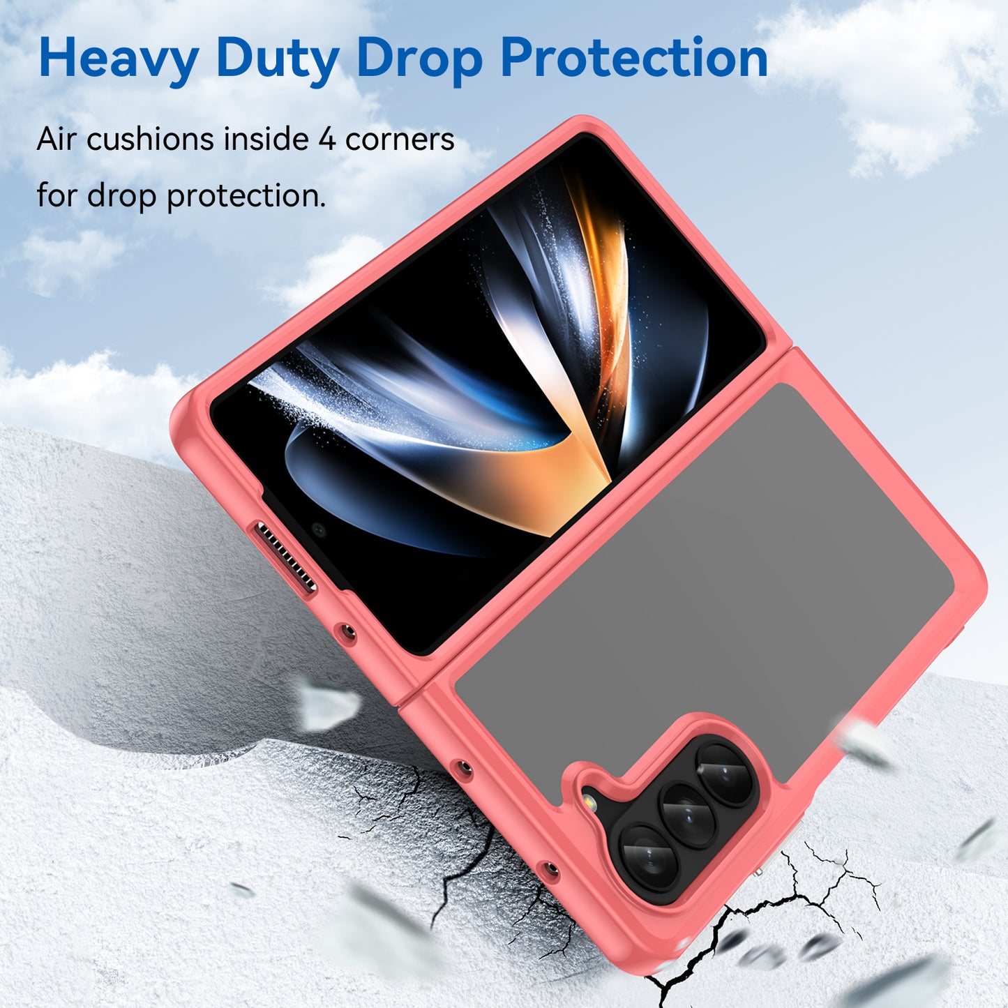Uniqkart for Samsung Galaxy Z Fold5 5G Mobile Phone Back Cover TPU+Acrylic Clear Protective Shockproof Case - Red