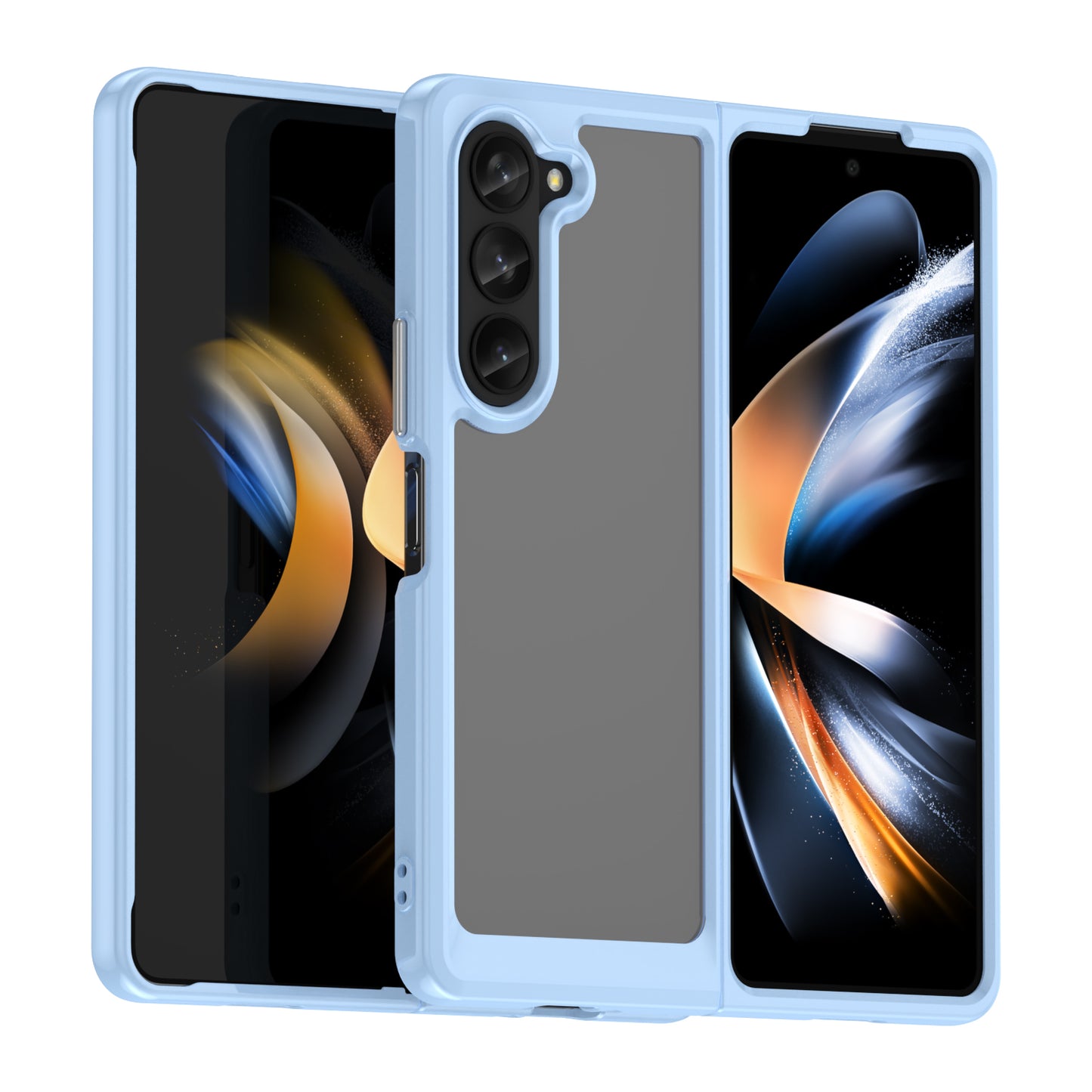 Uniqkart for Samsung Galaxy Z Fold5 5G Mobile Phone Back Cover TPU+Acrylic Clear Protective Shockproof Case - Blue