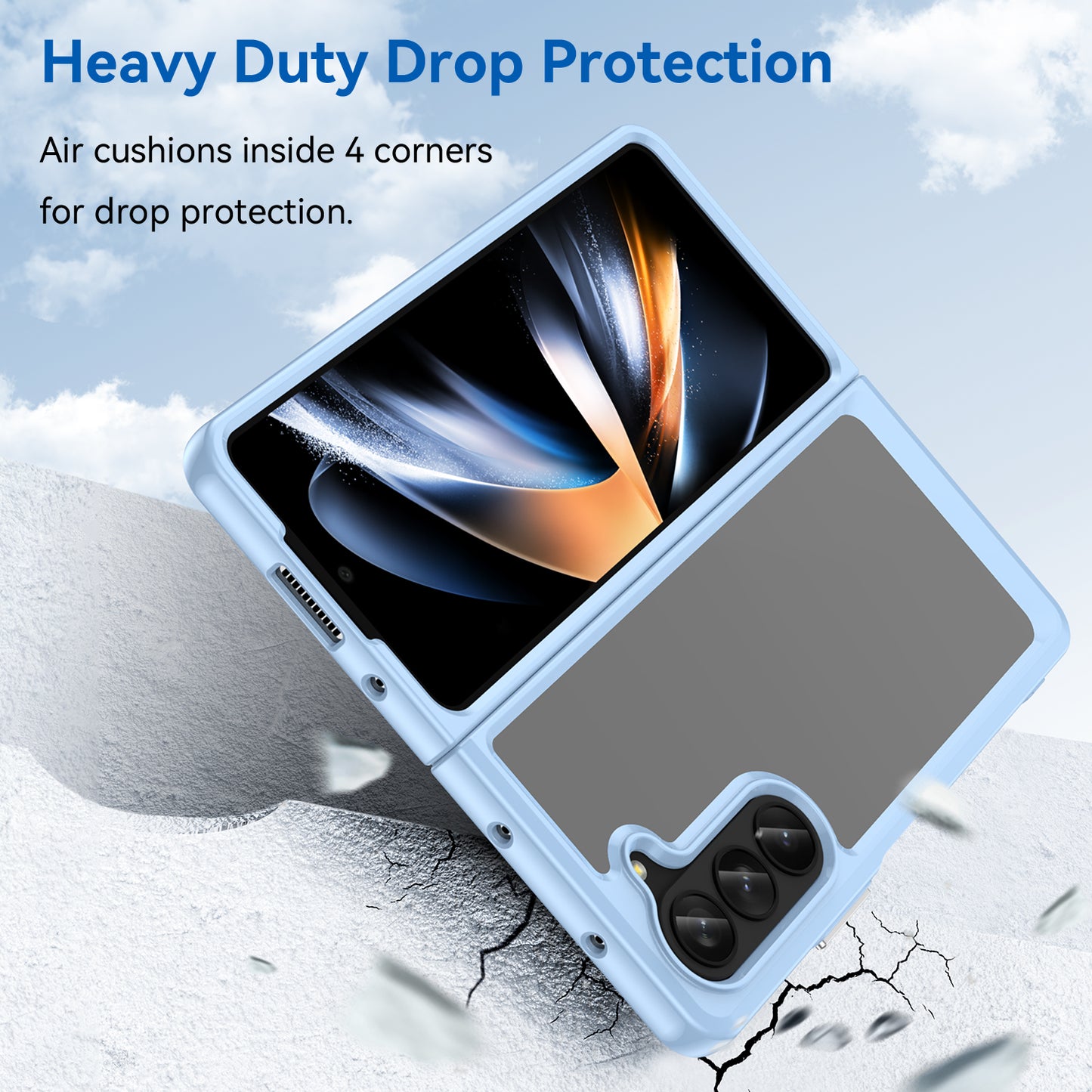 Uniqkart for Samsung Galaxy Z Fold5 5G Mobile Phone Back Cover TPU+Acrylic Clear Protective Shockproof Case - Blue