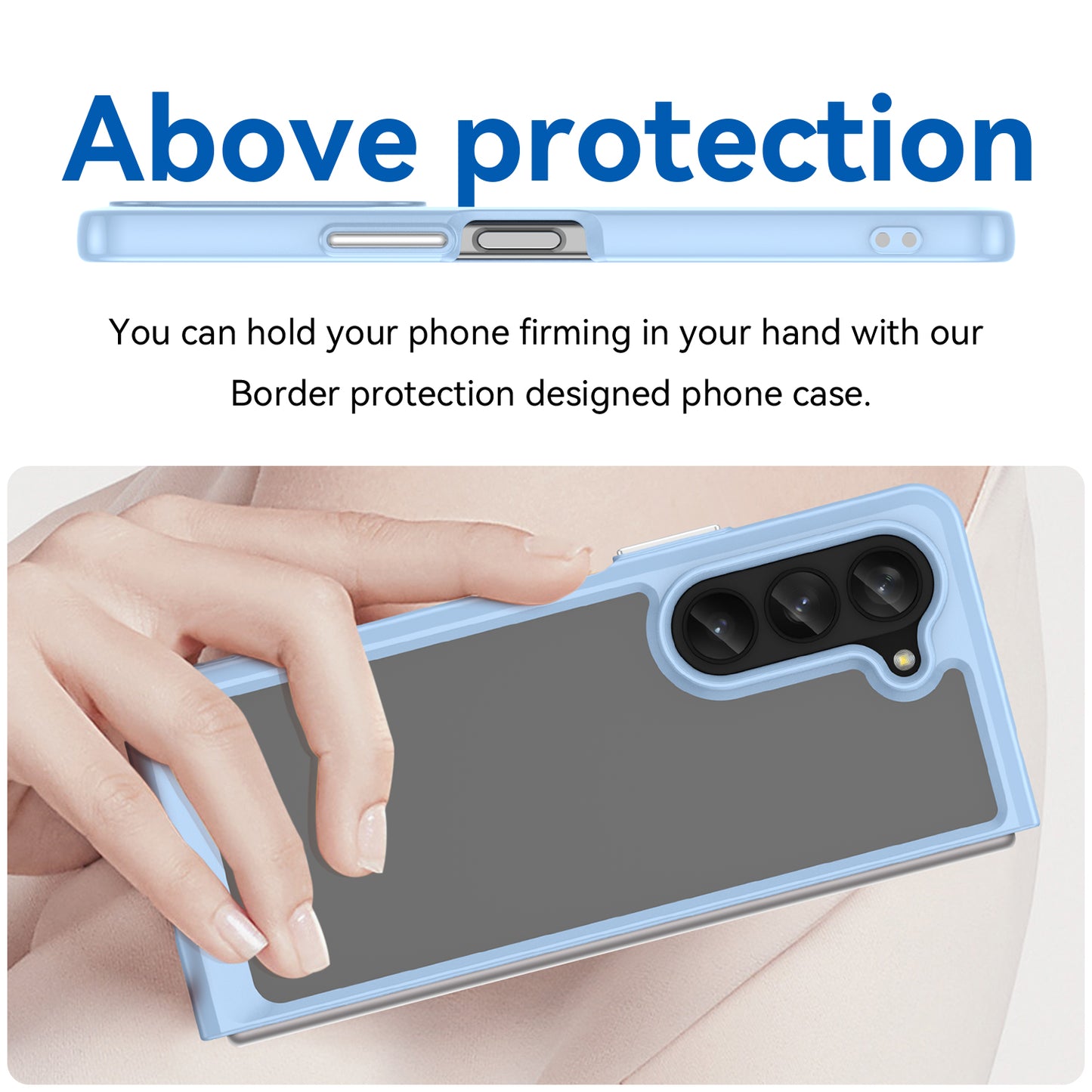 Uniqkart for Samsung Galaxy Z Fold5 5G Mobile Phone Back Cover TPU+Acrylic Clear Protective Shockproof Case - Blue
